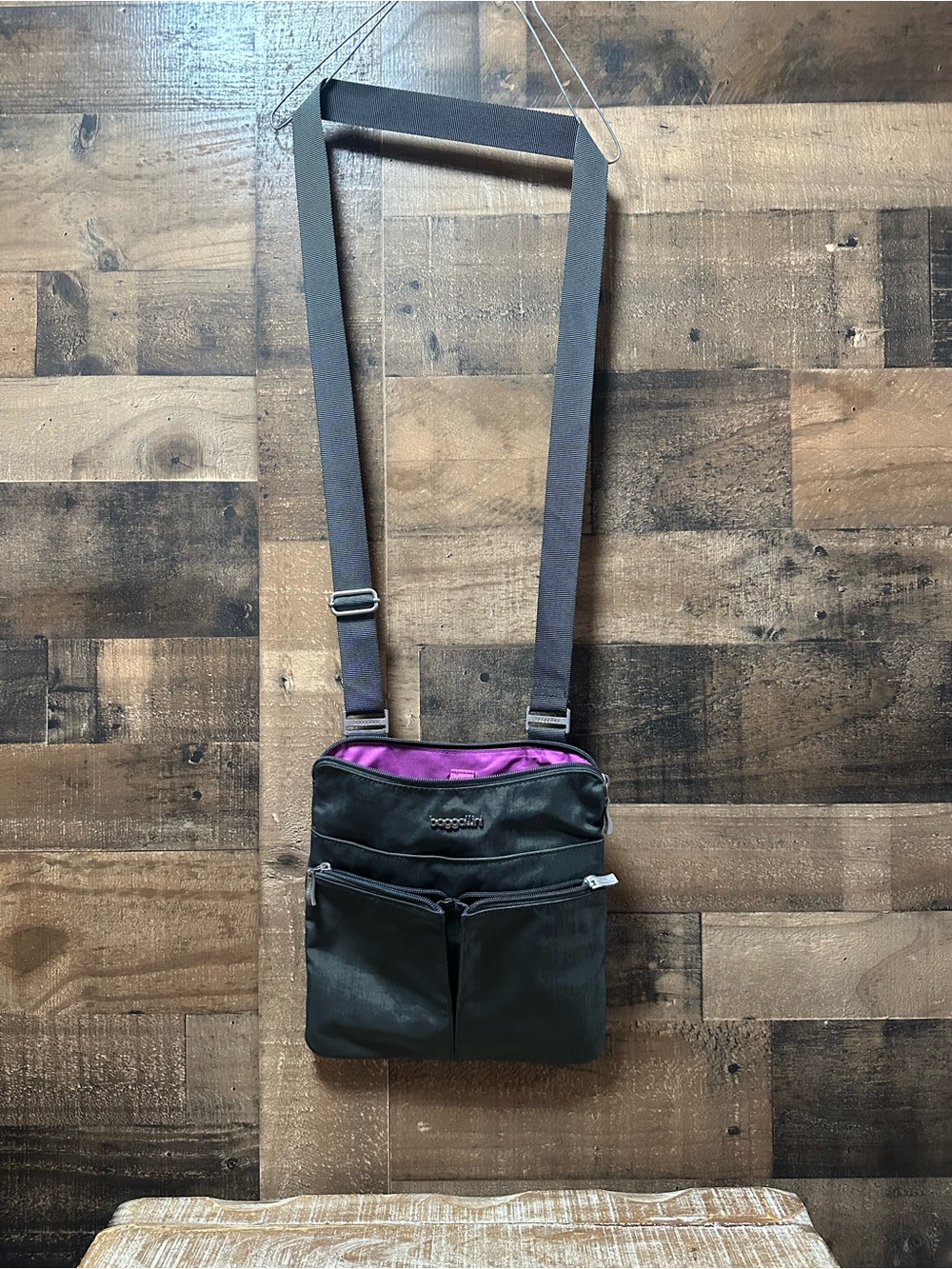 Baggallini Black Crossbody Travel Bag RFID Organizer Purse Nylon 10x10